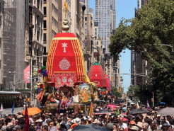 Religion News Service Highlights 50th Anniversary of ISKCON NYC Rathayatra