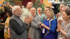 Devotees Welcome Prime Minister Narendra Modi to Kazan ahead of BRICS Summit