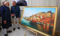 Italian Devotee Artist Presents Varanasi Work to PM Modi
