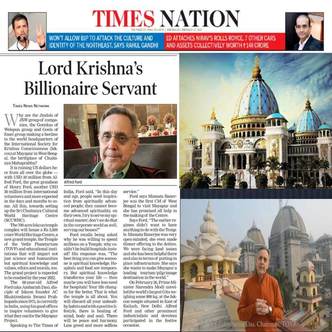 Ambarisa Prabhu on the Cover of the Times of India