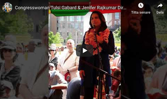 VIDEO - Congresswoman Tulsi Gabard & Jenifer Rajkumar Director of immigration at New York ISKCON Rath Yatra
