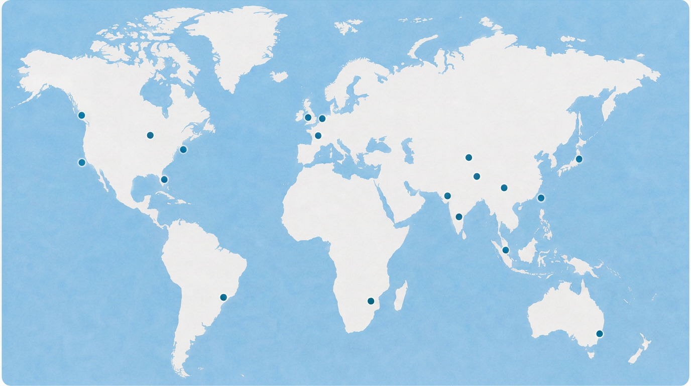 World map showing the global reach of ISKCON